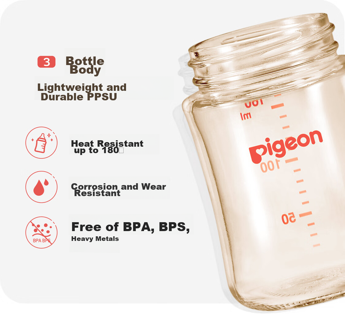 Бутылочка Pigeon PPSU с широким горлышком и двумя ручками, 330 мл, с соской размера LL (9+ месяцев), цвет AA271