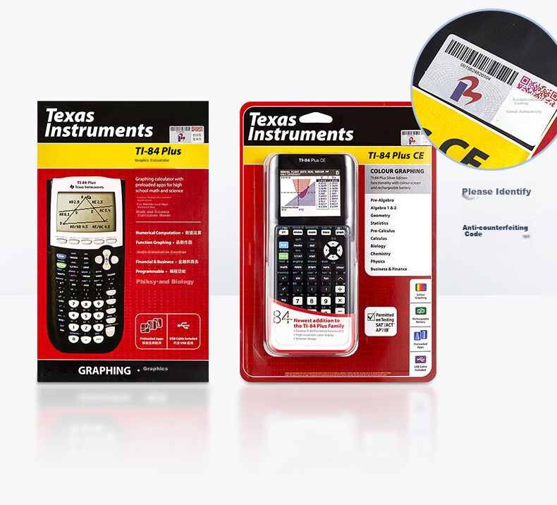 Графический калькулятор TEXAS INSTRUMENTS TI-84 PLUS CE с цветным экраном, для экзаменов SAT/AP