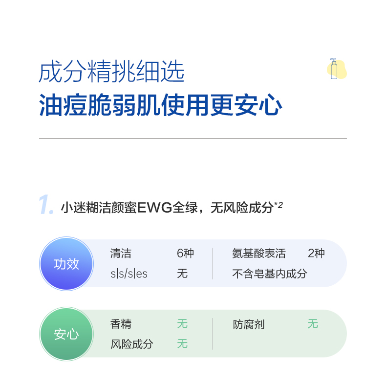 小迷糊 氨基酸洗面奶男女氨基酸洁颜蜜深层清洁洁面乳140ml