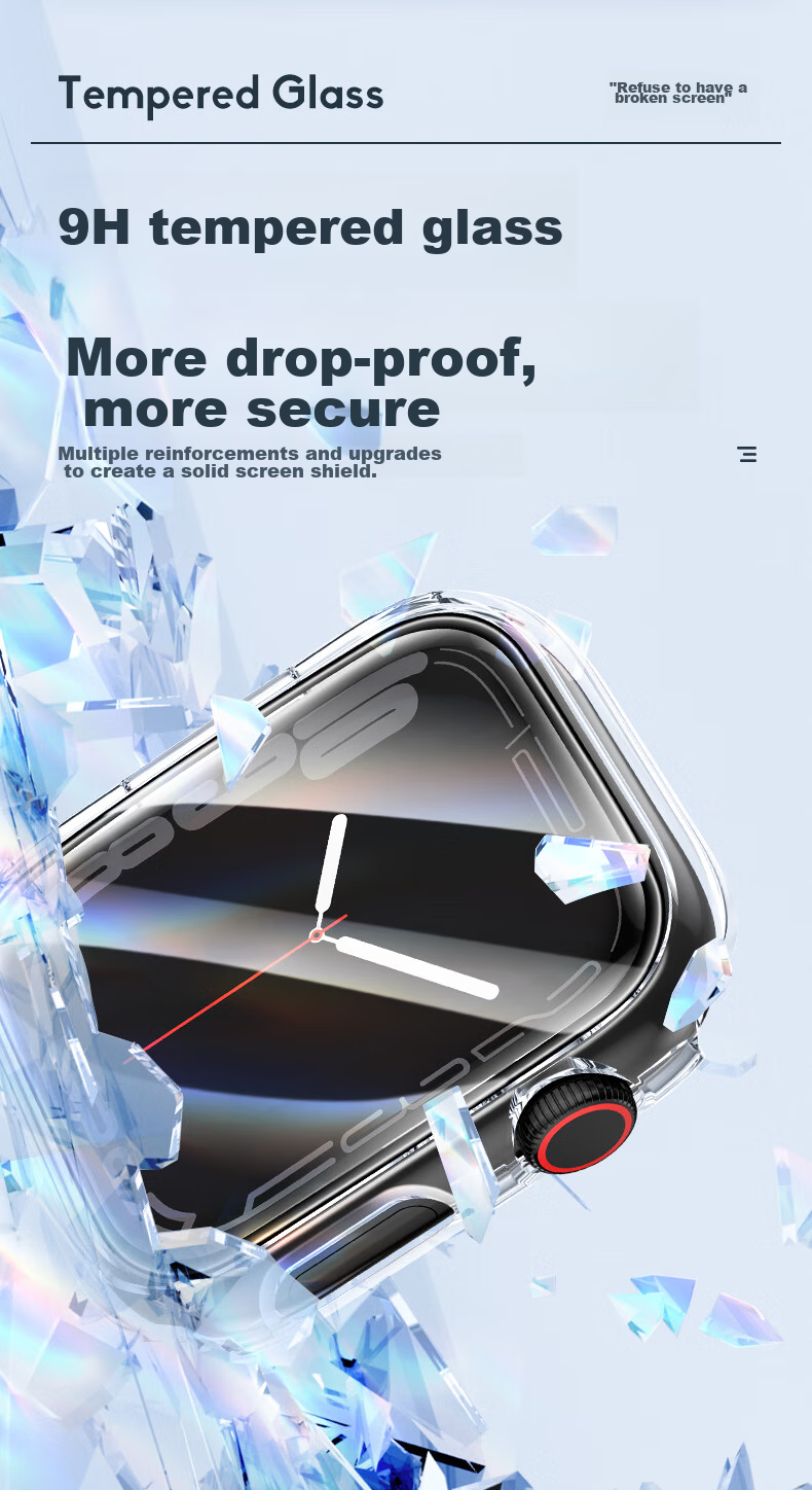 Защитный чехол BHO для Apple Watch Series 11/10, с защитным стеклом, полузакрытый, интегрированный чехол для iWatch S9/8/7/6/SE3/2, черный