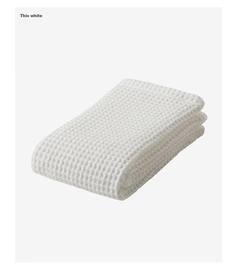 MUJI Полотенце для лица, тонкое, 100% хлопок, вафельная текстура, светло-серое, 34x85 см