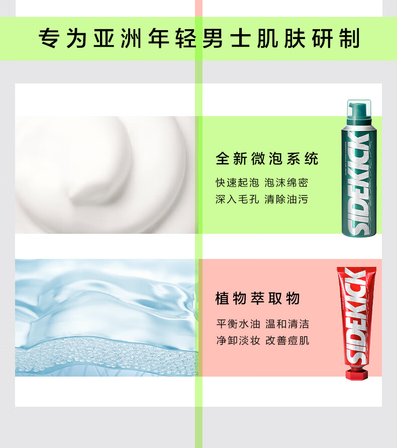 侍刻（SIDEKICK）资生堂集团早晚氨基酸洗面奶套装(控油洁面+改善痘肌) 男朋友
