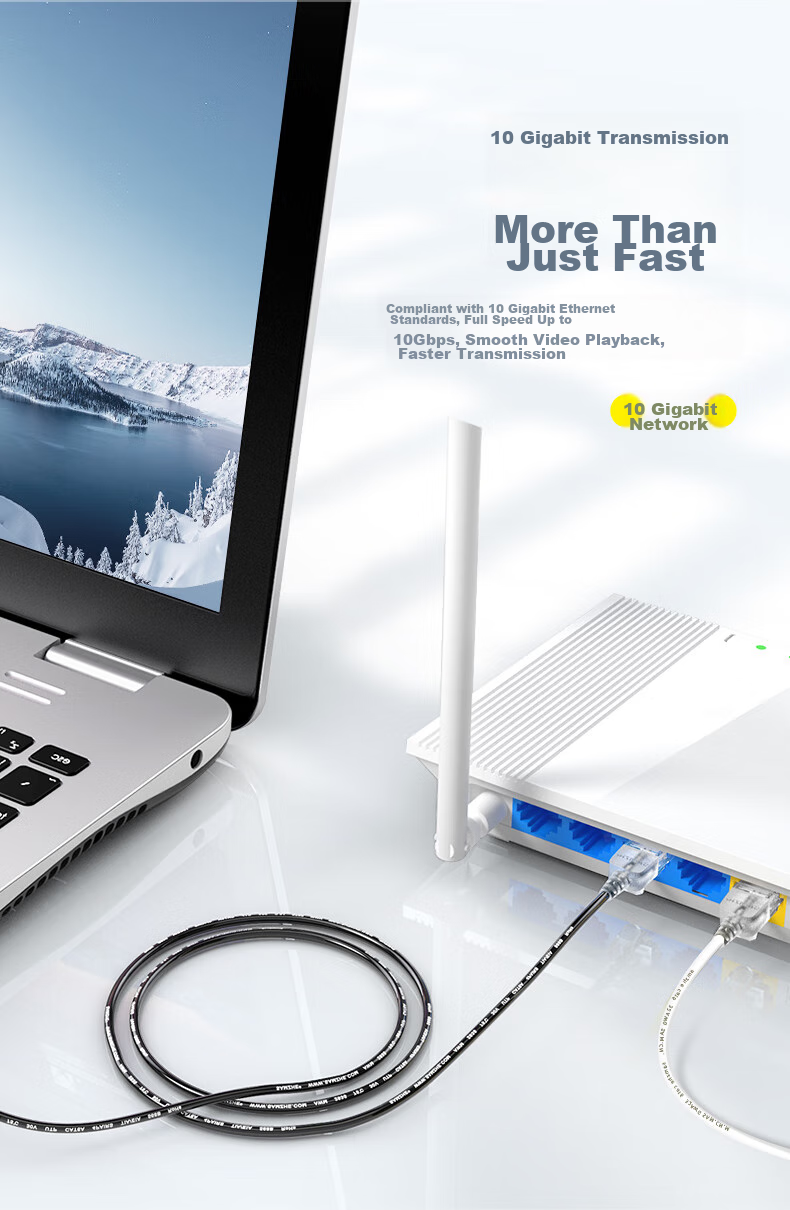 Сетевой кабель SAMZHE CAT6A Slim, чистая медь, 10 Gigabit, 1 метр, белый