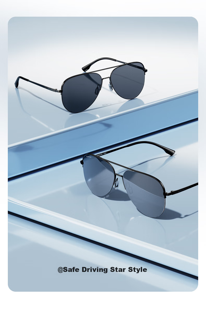 Солнцезащитные очки PARZIN Polarized Sunglasses для мужчин, стиль Фань Чэнчэн, двойная оправа, авиатор, защита от УФ, для вождения, трендовые солнцезащитные очки PZ8380