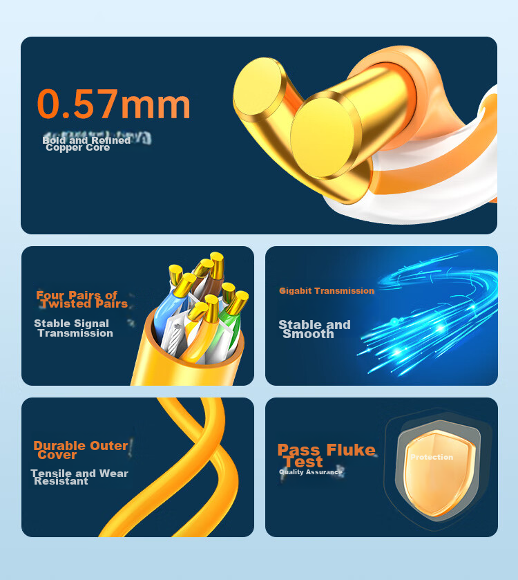 Сетевой кабель CHOSEAL CAT6 U/UTP, 100 метров, оранжевый, чистая медь, неэкранированный, для гигабитной сети