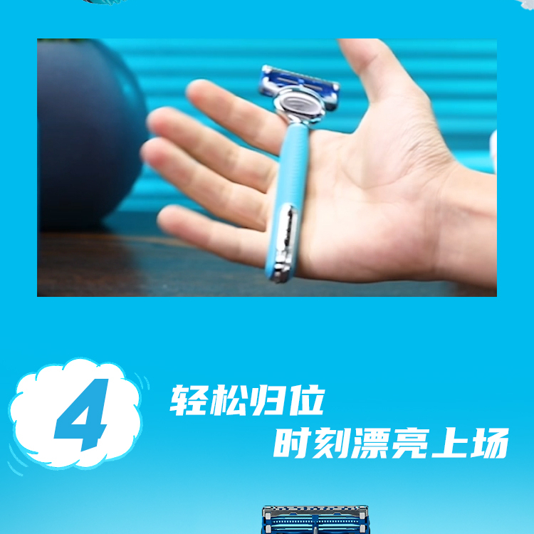 吉列(Gillette)云感亲肤刮胡刀手动剃须刀非吉利 生日礼物男实用 送男友Z世代青春版1刀架2刀头1沥水底座