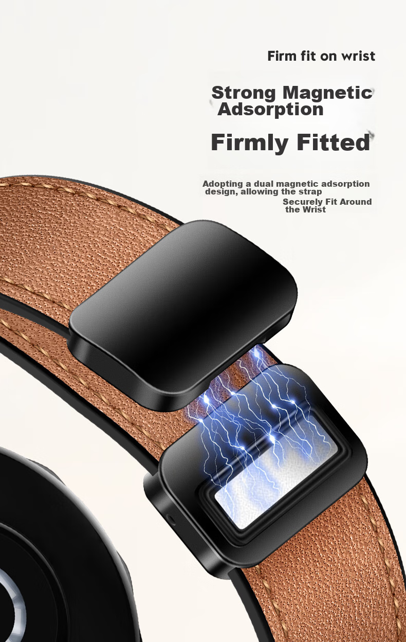 Ремешок Weiqiantu для Huawei GT6/6pro/GT5/5pro/Watch5/4/4pro/3/3pro, двойной магнитный кожаный ремешок, 46/48 мм