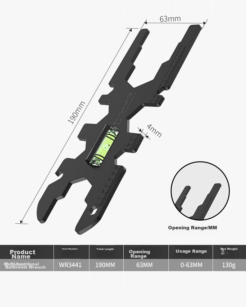 Разводной ключ Kafuweier WR3112, 200 мм, 8 дюймов, для сантехнических работ, с широким зевом, серебристый
