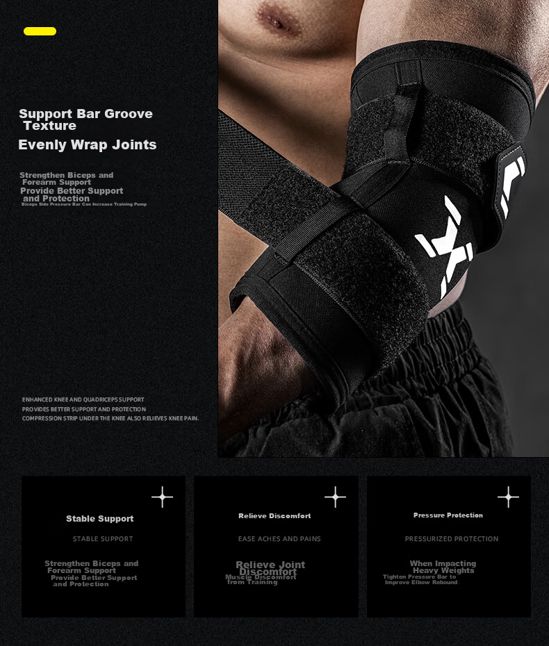 Эластичные налокотники FITTER GEAR ROGUE B Weight Lifting Elbow Sleeves (PRO) для силовых тренировок, пауэрлифтинга, жима лежа, черные, размер S