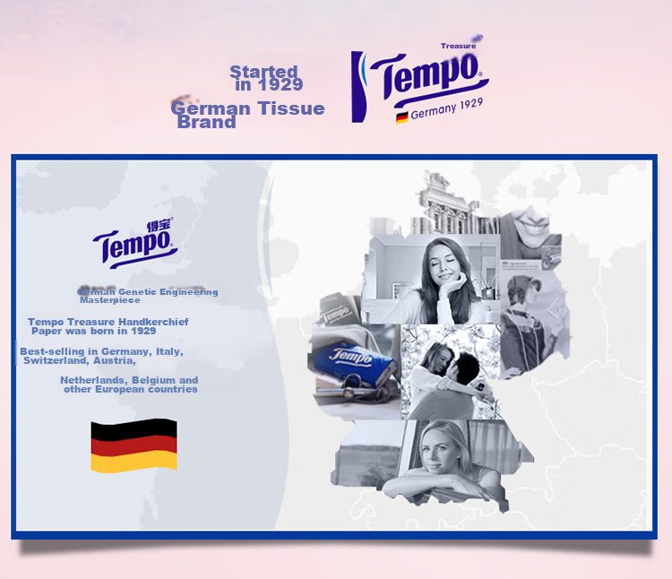 Рулонная туалетная бумага TEMPO Yibo's Choice, вишневый цвет, 4 слоя, 160 г/рулон * 10 рулонов, мягкая и смываемая