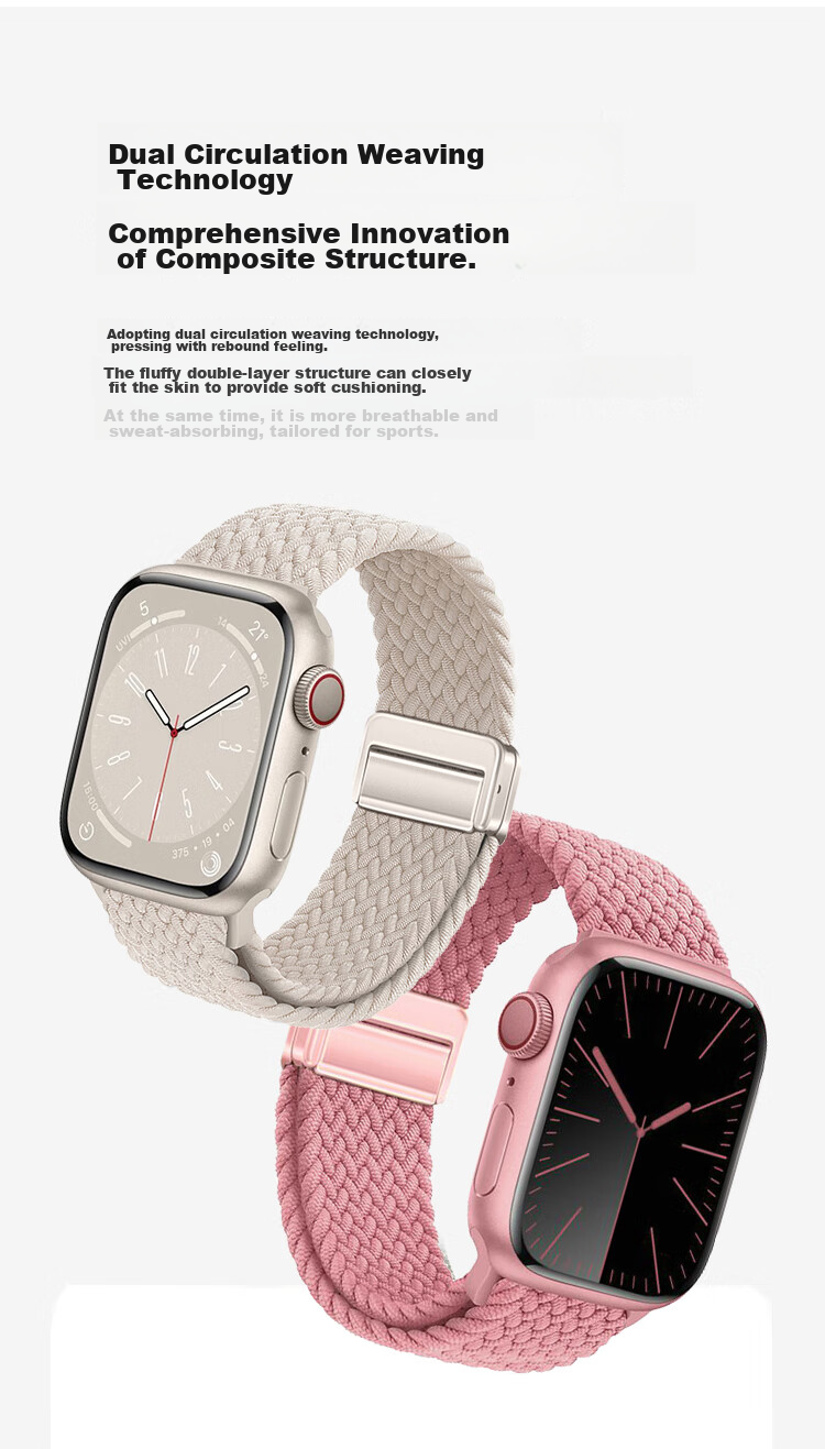 Ремешок MSSM для Apple Watch, нейлоновый плетеный, с магнитной застежкой, цвет "Звездная пыль", 38/40/41/42 мм