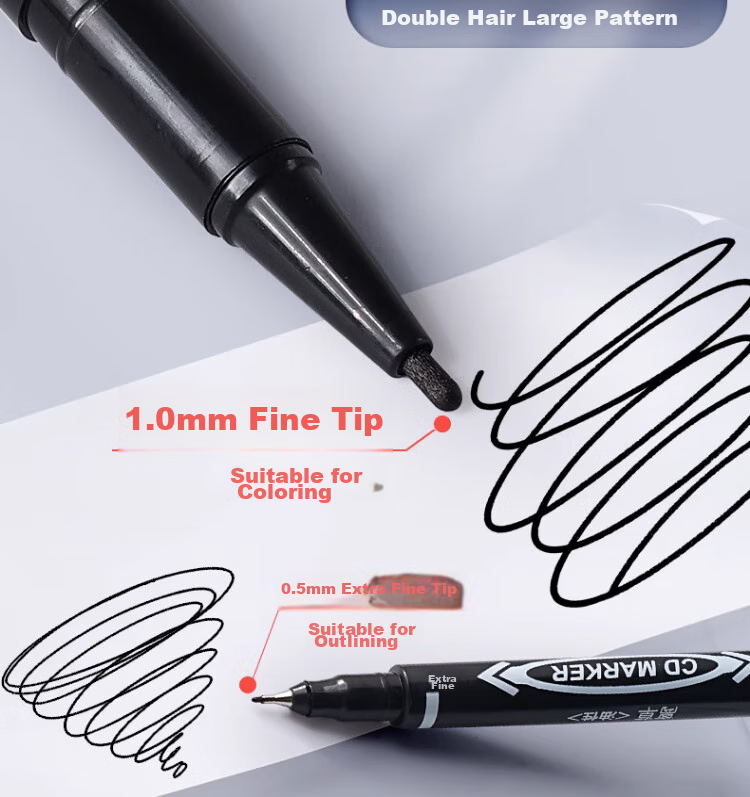 Набор маркеров Licao Dual-Tip, водостойкие, быстросохнущие, для рисования, черчения и подписей, 10 шт., черный