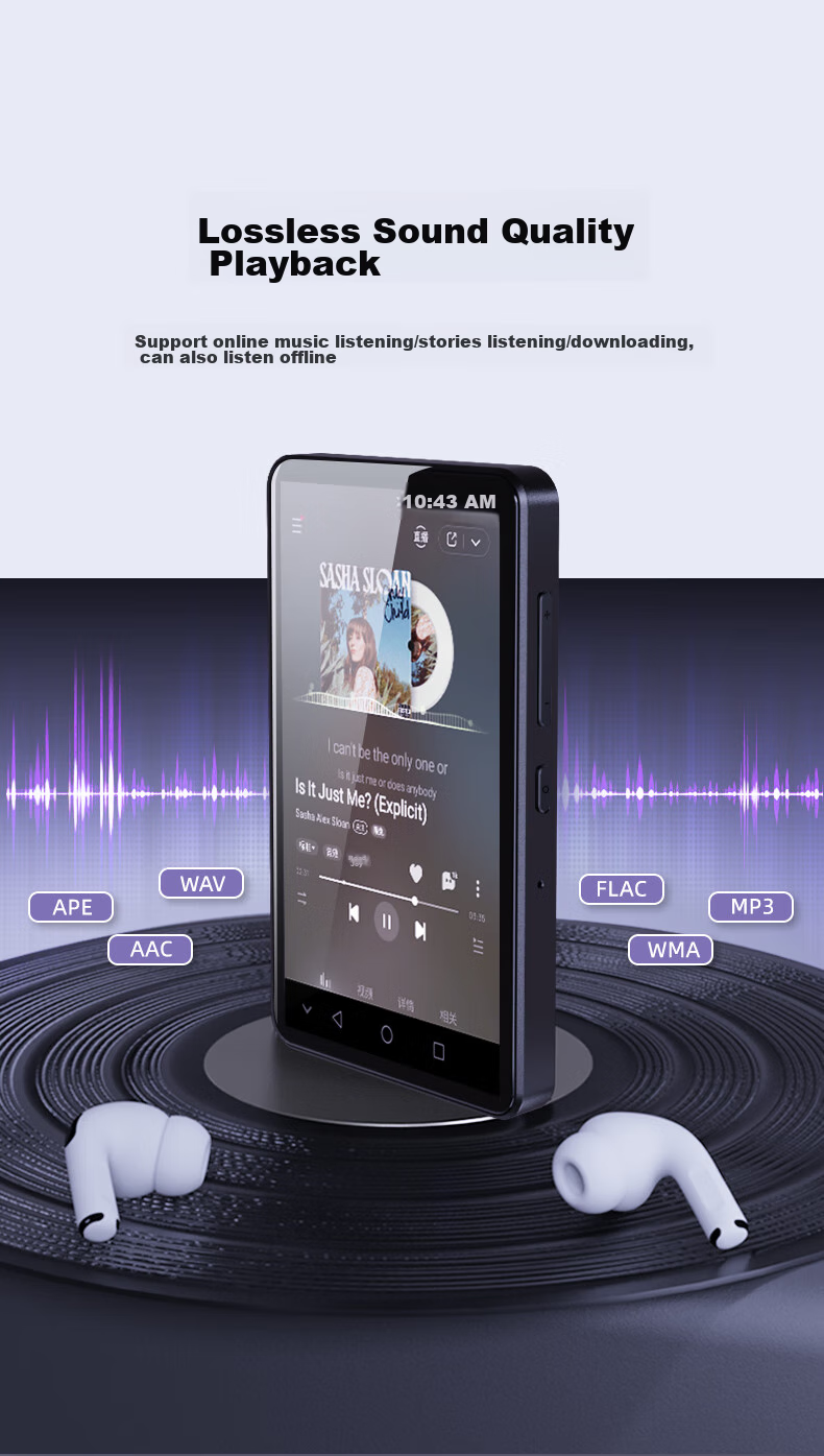 Портативный MP3/MP4 плеер Yueguangbaohe A10, 32GB, Android 10, 4-дюймовый экран, Wi-Fi, Bluetooth