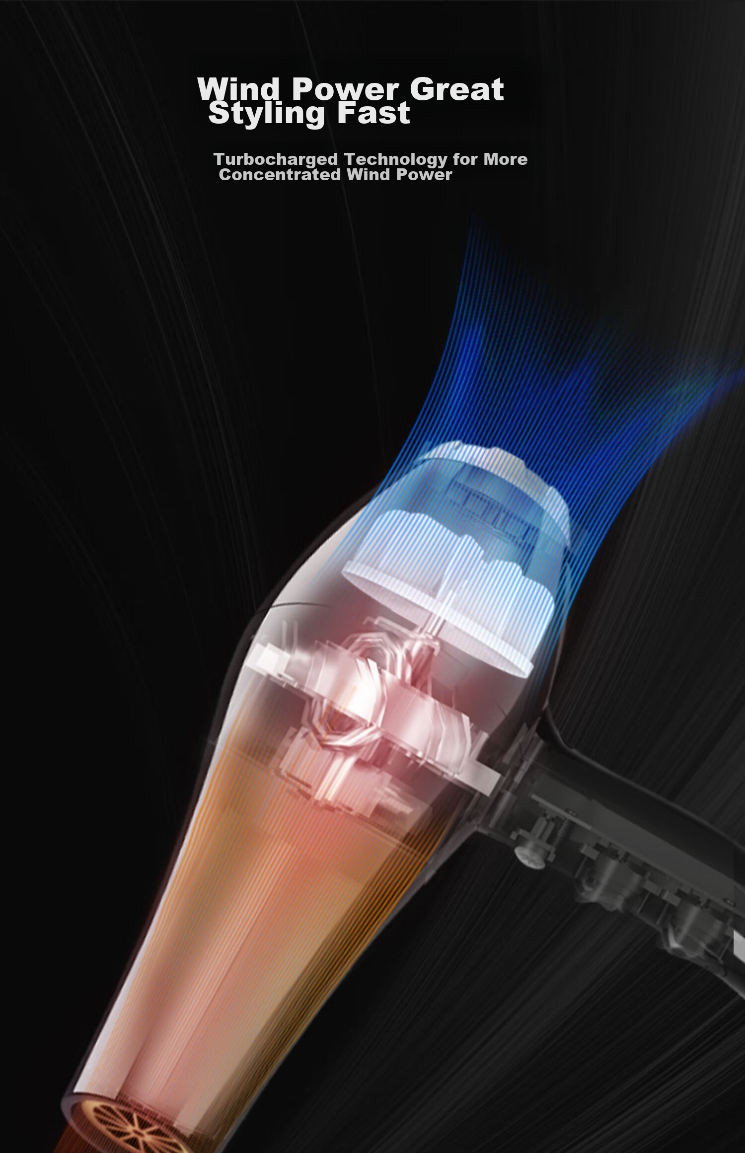 Фен CONFU KF-8946, 2400 Вт, профессиональный, с защитой волос, черный