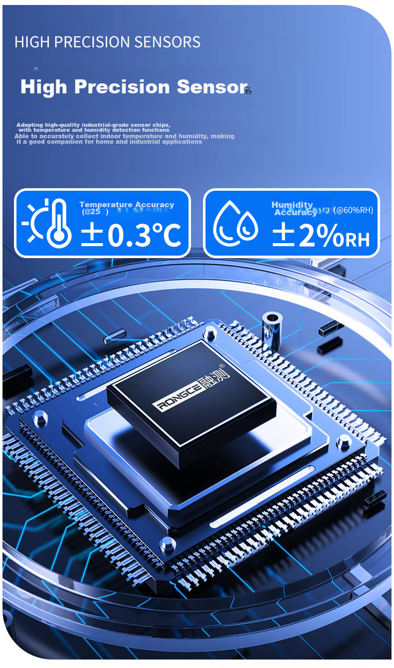 Термогигрометр Rongce RC835, высокоточный, с большим экраном, для дома, склада, мастерской, со встроенным датчиком