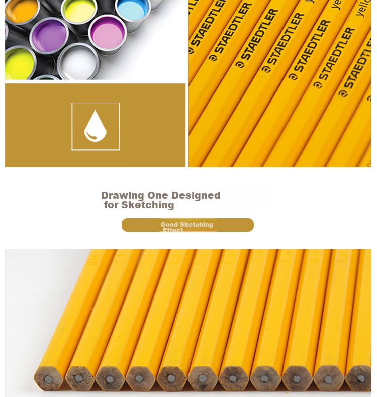 Карандаши STAEDTLER HB, классический шестигранный деревянный корпус, для экзаменов в начальной школе и рисования, для первоклассников и второклассников, арт. sketching и рисование, подарок, 12 шт. в коробке, 134-HB