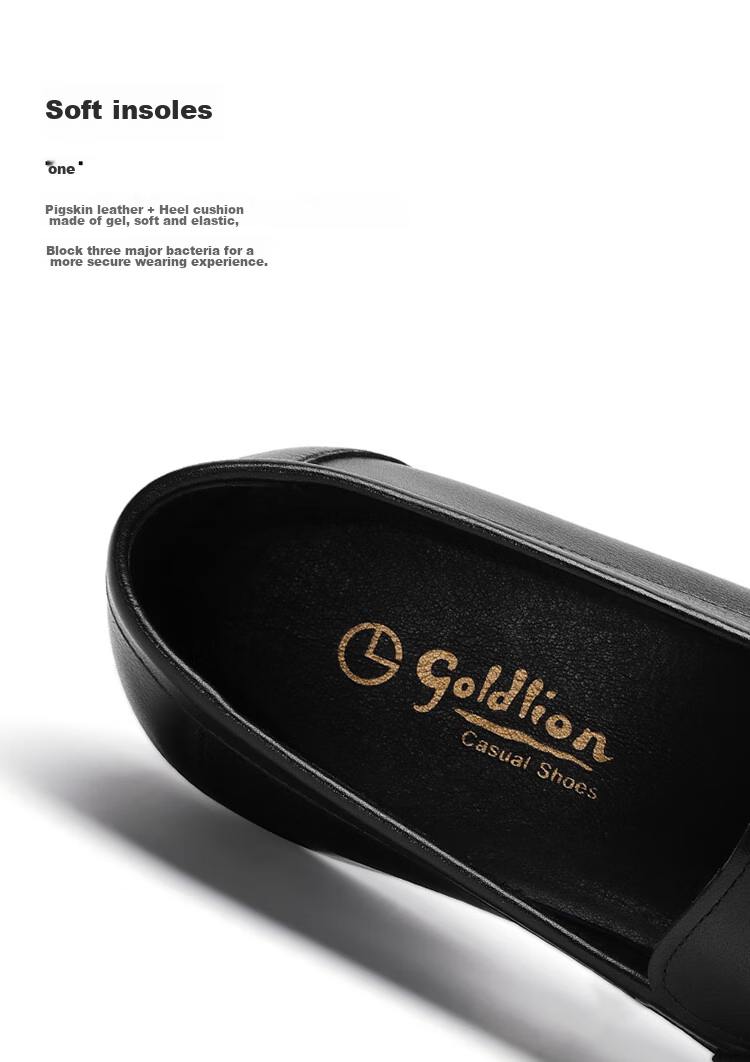 Мужские кожаные туфли Goldlion 58001003501A, черные, размер 42