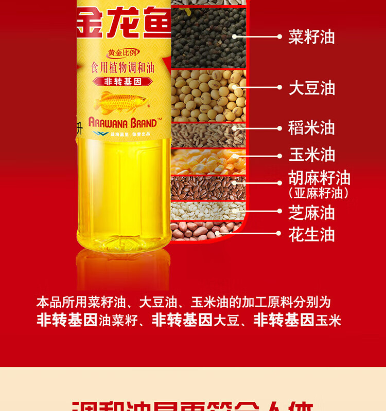 金龙鱼黄金比例食用植物调和油400ML+小町米500g 米油组合