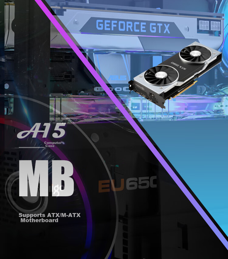 Корпус для настольного компьютера Aigo A15, черный, ATX, mATX, Mini-ITX, с окном