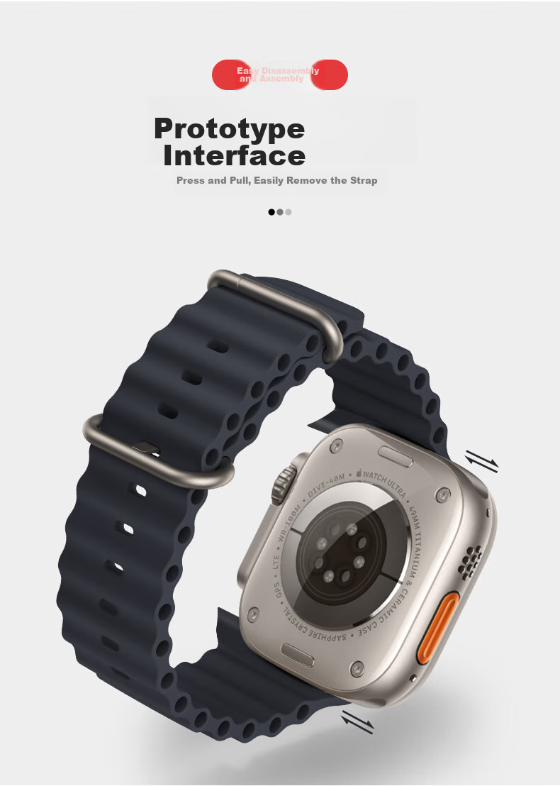 Ремешок BHO Ocean Band для Apple Watch S11/S10/Ultra3, силиконовый, темно-синий, 49/46/45/44мм