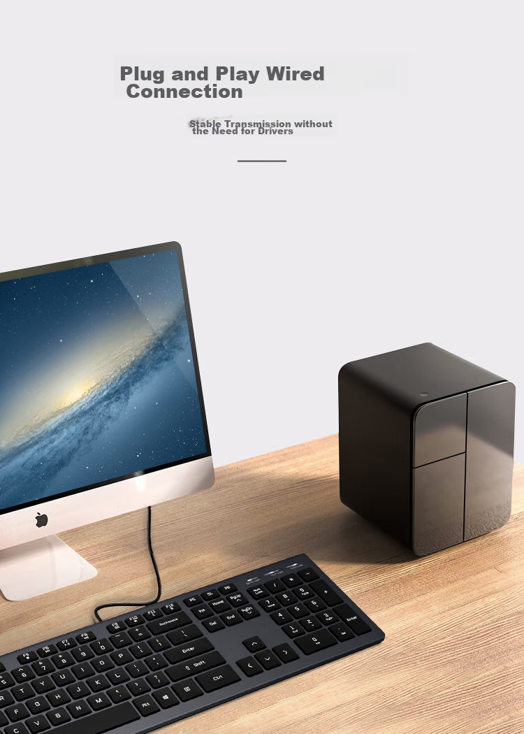 Проводная офисная клавиатура Aigo V700 с 2 USB-портами, титаново-серый