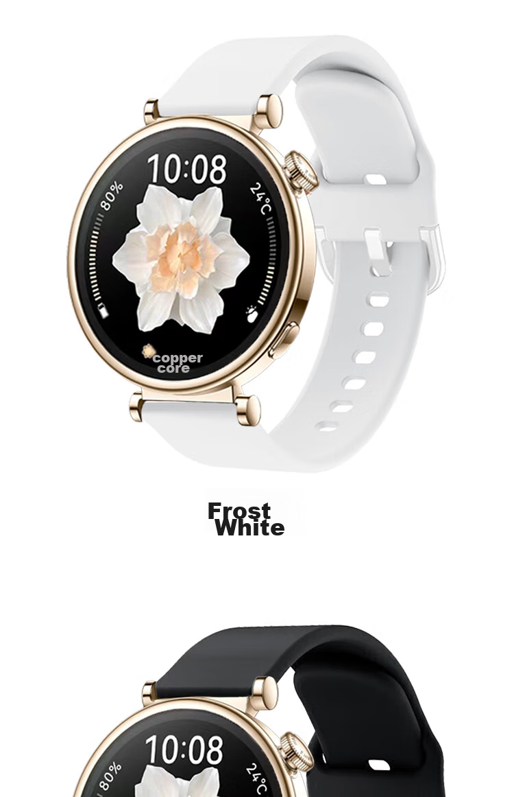 Ремешок ESCASЕ из силикона для Huawei Watch 5, GT4, 18 мм, молочный розовый