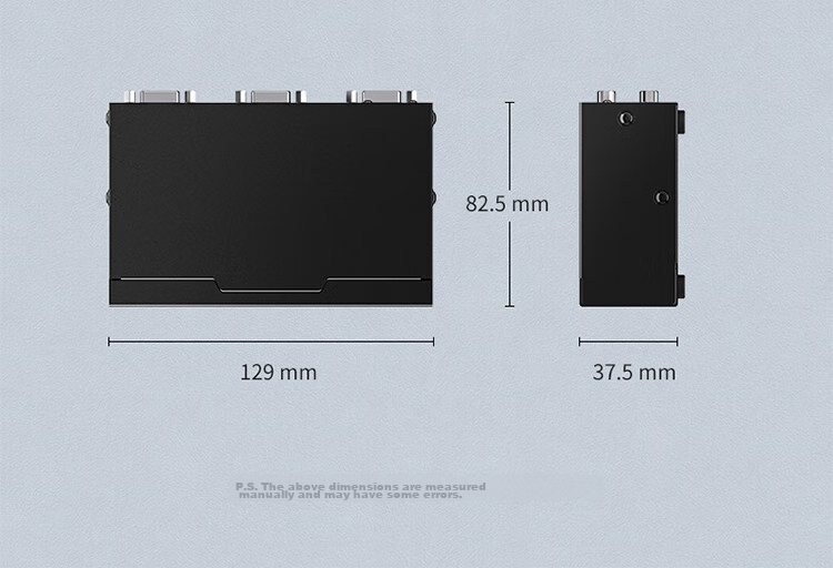 Разветвитель VGA SAMZHE HV-802W, 1 вход / 2 выхода, 250 МГц, поддержка HD 1080P, металлический корпус, черный