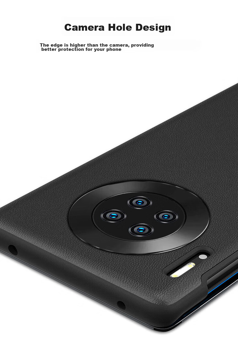 Умный чехол-книжка Ekakashop Smart View Flip Case для Huawei Mate30 Pro, защита от падений, бизнес-стиль, черный