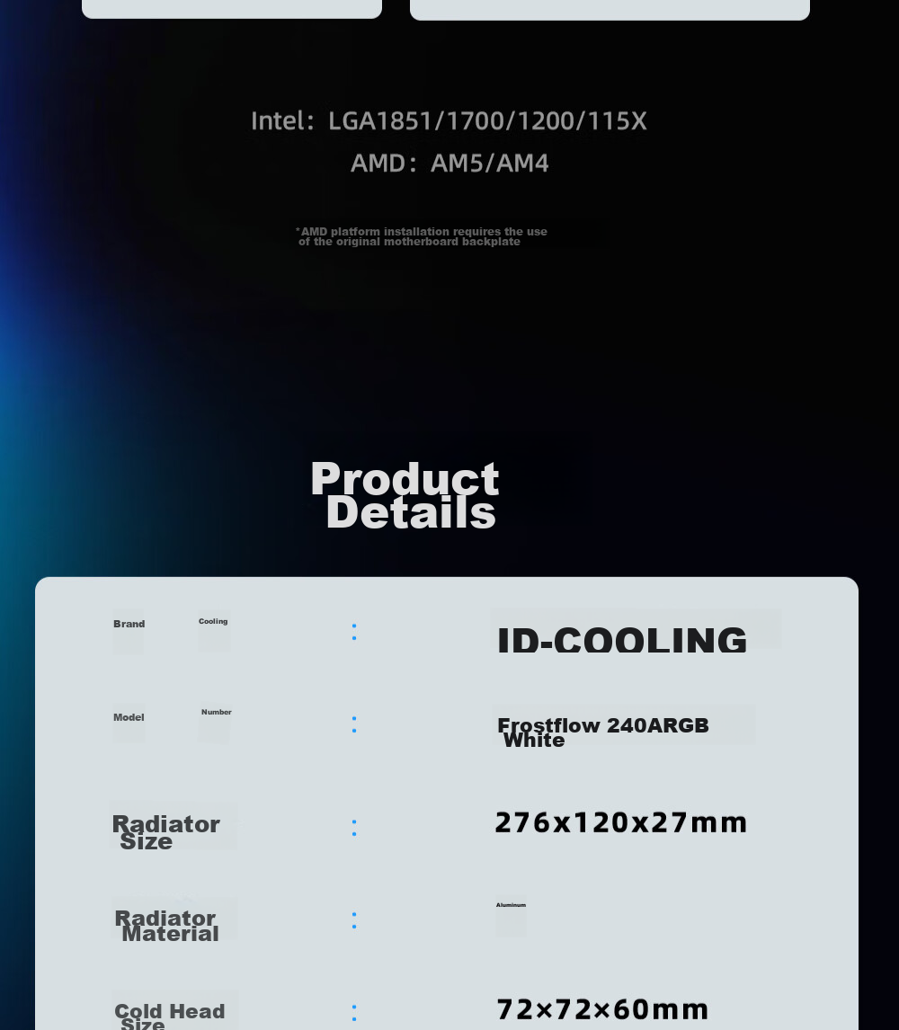 Компьютерный кулер ID-COOLING Frost Kingdom 240 ARGB White, жидкостное охлаждение, для процессора, белый