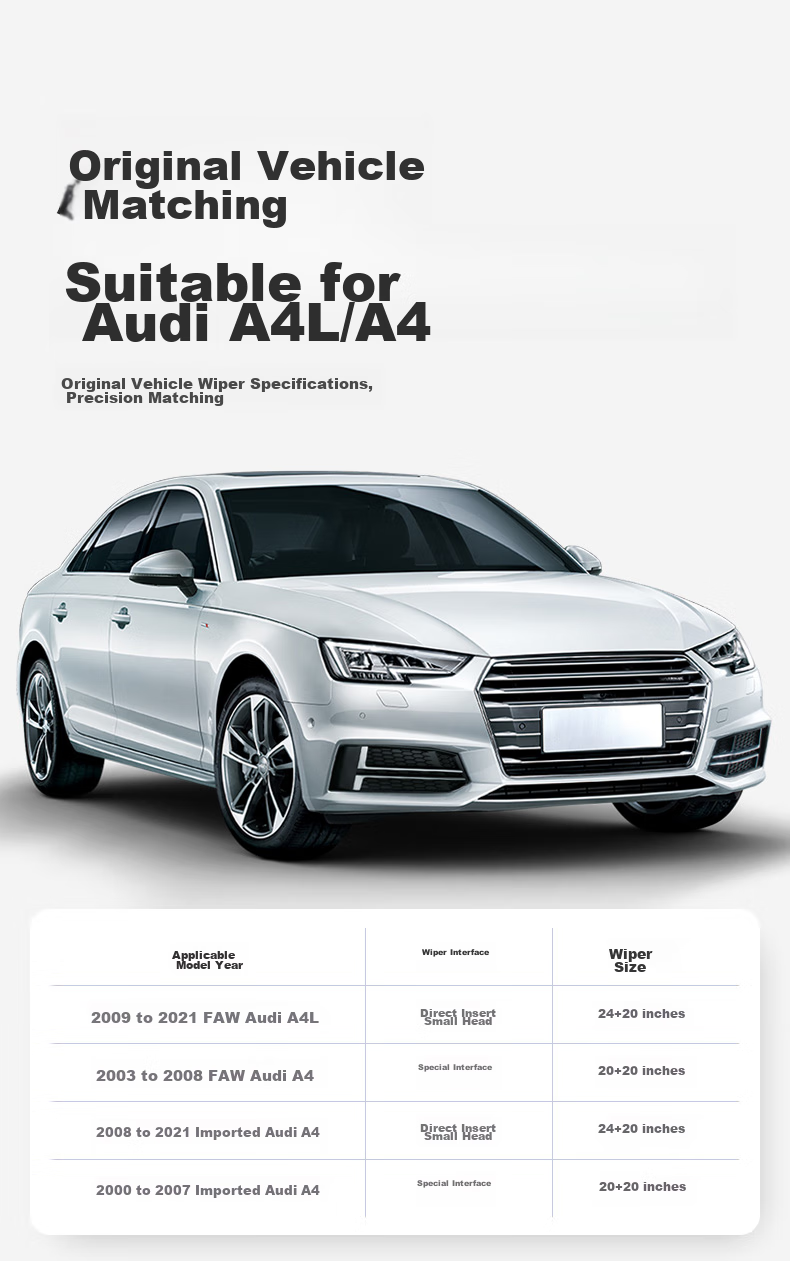 Щетки стеклоочистителя Goodyear Audi A4L (2009-2024), бескаркасные, 24/20 дюймов, оригинальные, тихие