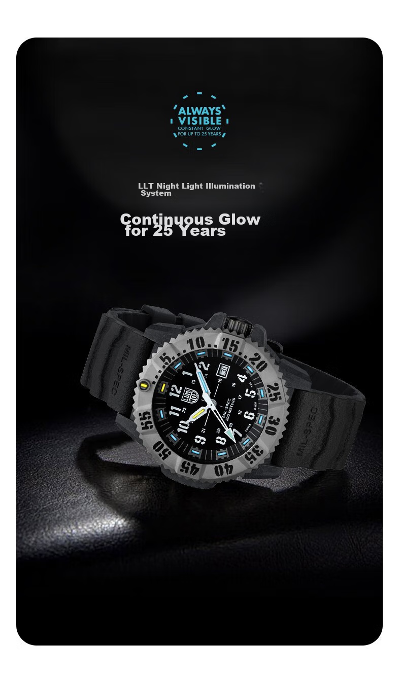 Швейцарские часы Luminox Military Standard 3351, мужские, спортивные, кварцевые, водонепроницаемые до 300 м, с резиновым ремешком, корпус из углеродного волокна