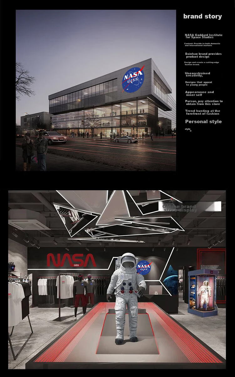 Мужская толстовка NASA GISS, трендовая, осенне-зимняя, свободного кроя, с круглым вырезом, черная, размер L