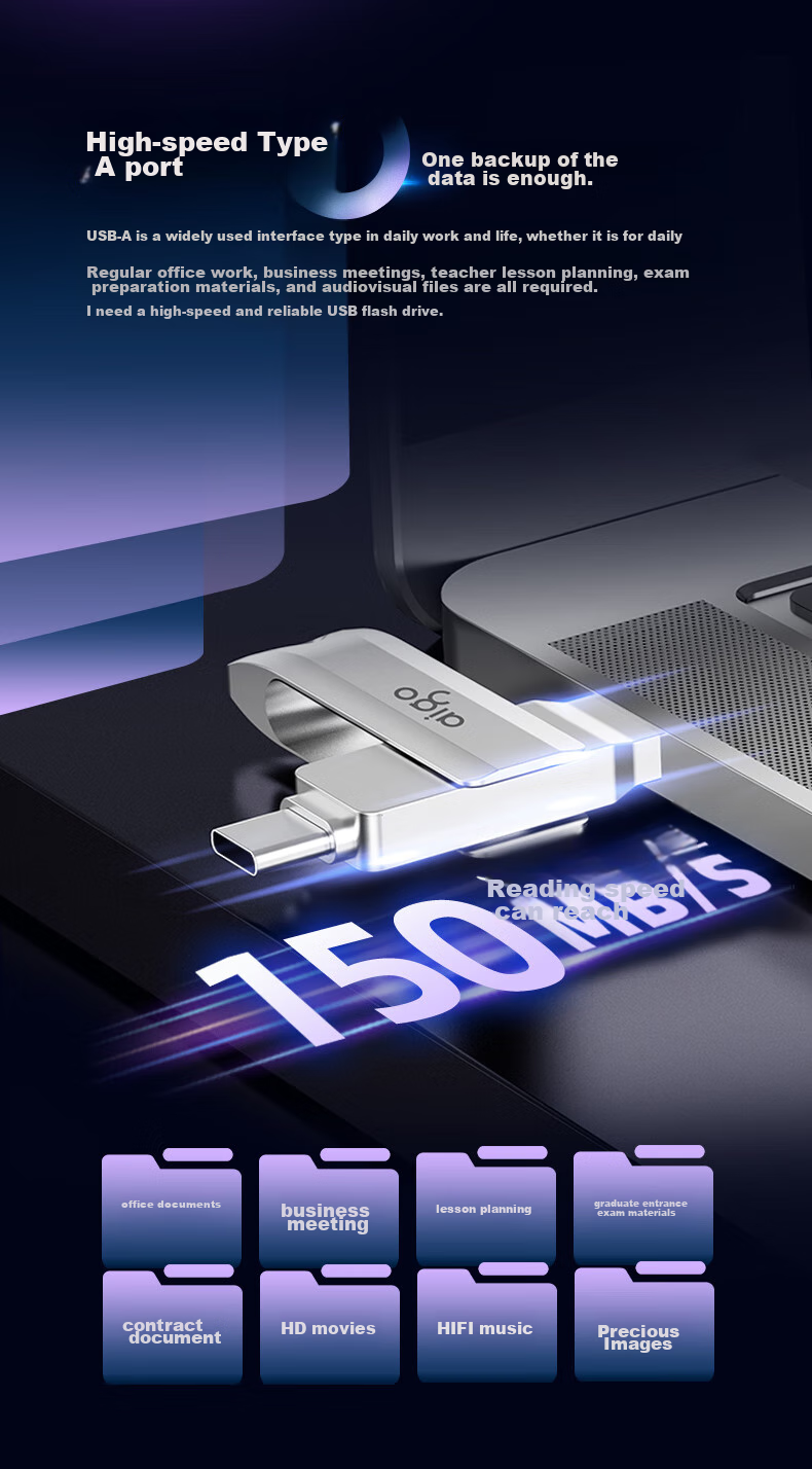 USB-накопитель Aigo U351 Type-C, 64 ГБ, USB 3.2, серебристый