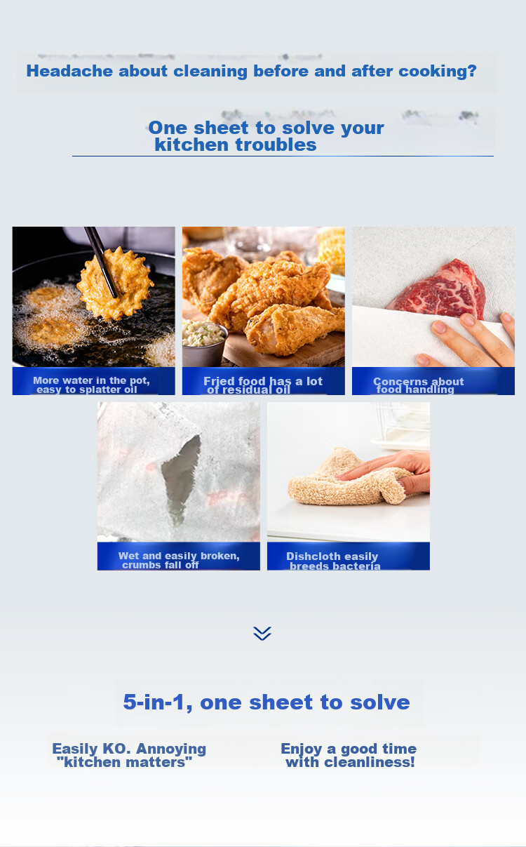 Кухонные полотенца APP Kitchen Paper Towels, 2-слойные, 200 листов в упаковке, пищевые, одноразовые чистящие салфетки, удобный дизайн с подвешиванием