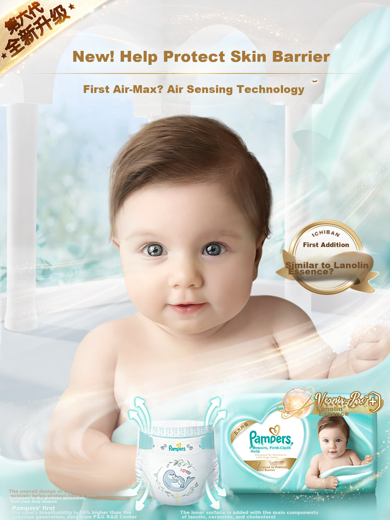 Подгузники Pampers Premium Care для новорожденных и младенцев, тонкие и дышащие, XL, 64 шт.