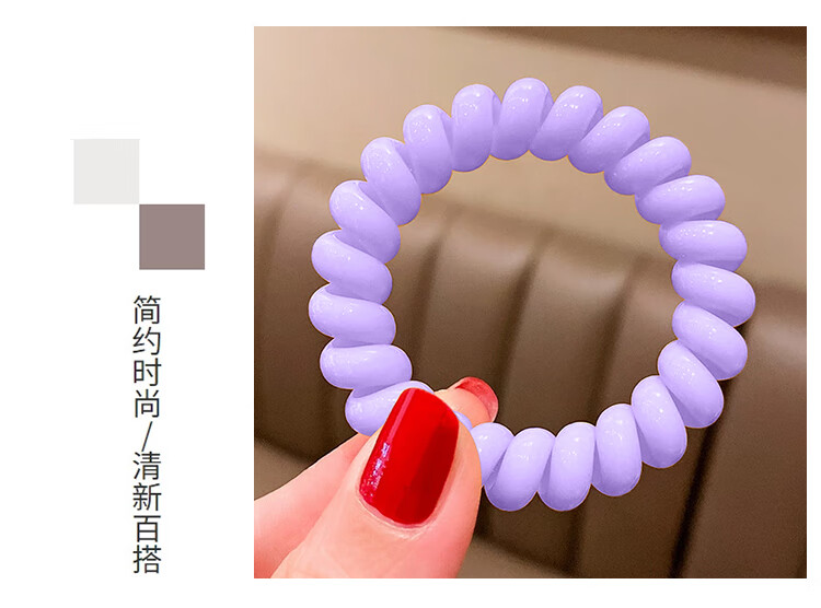 优家 多巴胺色电话线头绳发圈发绳6根 高弹力无痕皮筋扎头绳皮套