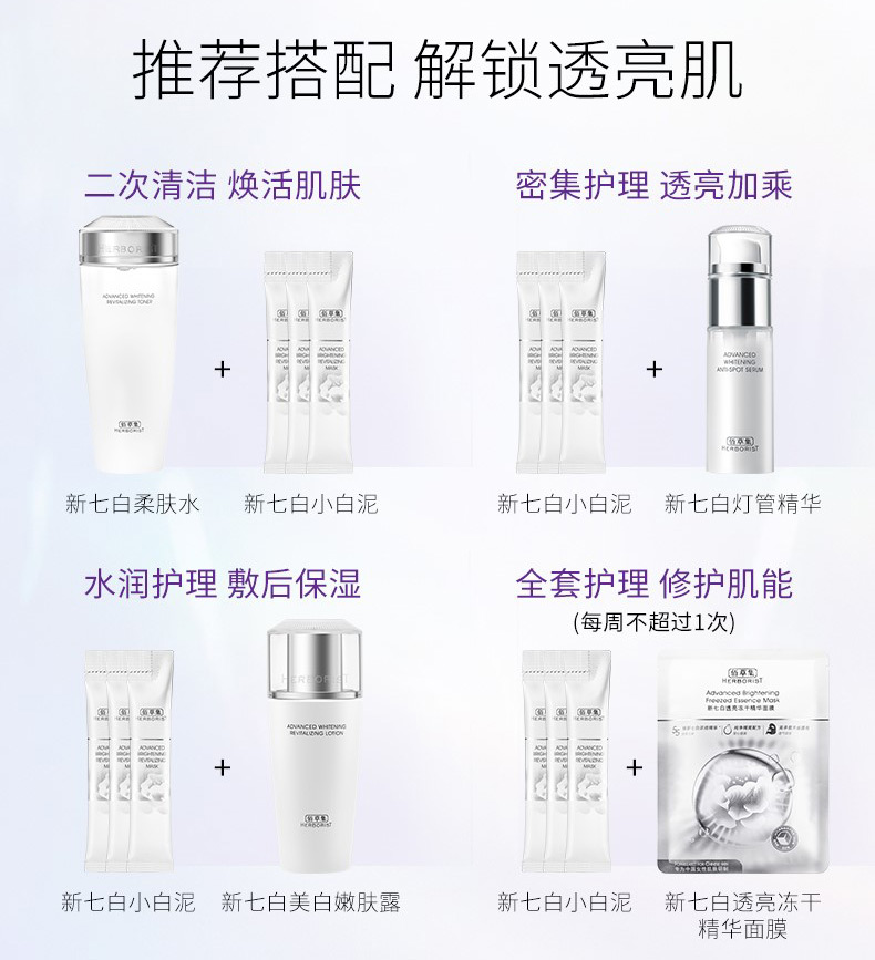 佰草集新七白白泥透亮面膜(体验装)6g*3
