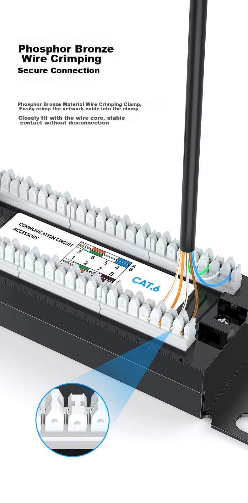 Патч-панель BIAZE CAT6, 24 порта, неэкранированная, 1U, монтируемая в стойку