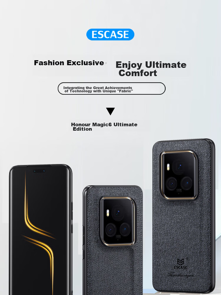 Чехол ESCASE для Honor Magic6 Ultimate Edition, защита от падений, противоударный, из ткани, черный
