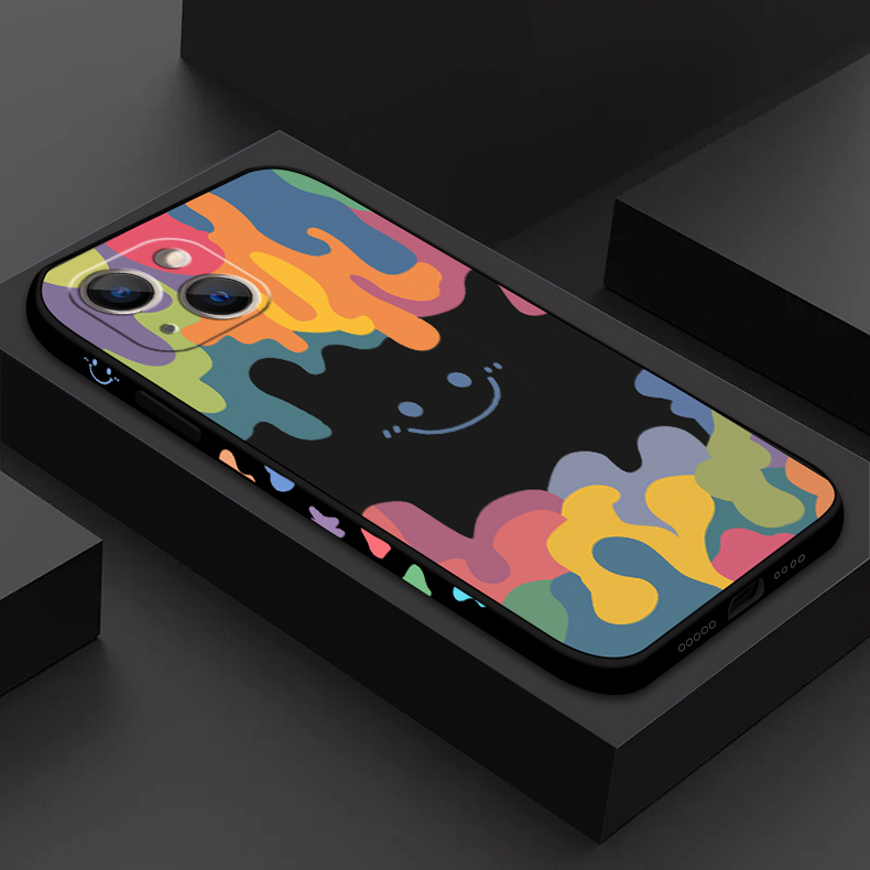 Zitai Жидкий силиконовый чехол для iPhone 17, окрашенный, креативный, противоударный, мягкий чехол [Смайлик] Белый