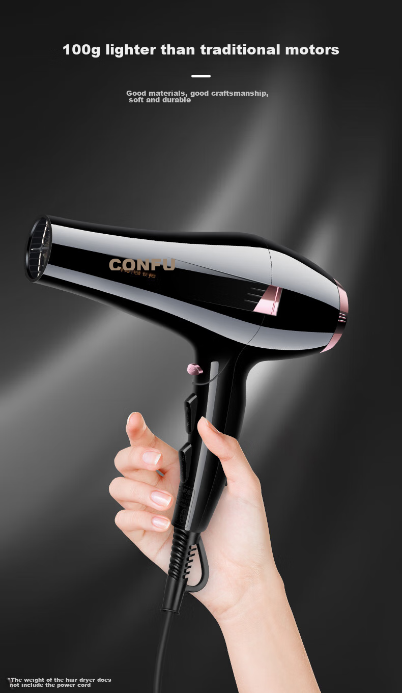 Фен CONFU KF-8946, 2400 Вт, профессиональный, с защитой волос, черный