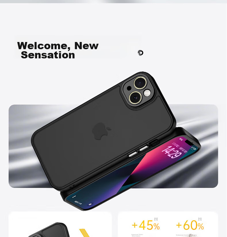 Чехол KEKLLE для iPhone 13, полупрозрачный матовый, противоударный, с защитой от отпечатков пальцев, полноэкранная защита, мягкие края, титановый серый