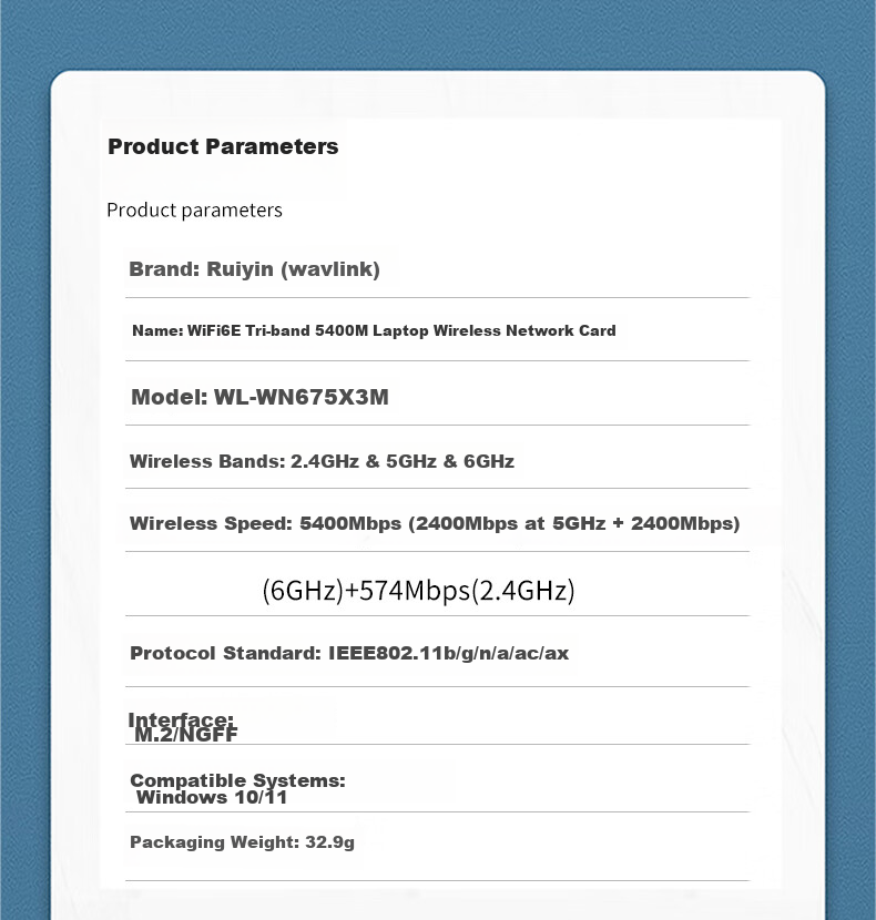 Сетевая карта Wavlink AX210, Gigabit Gaming WiFi 6, встроенная в ноутбук M.2, приемник Wi-Fi, Bluetooth 5.3
