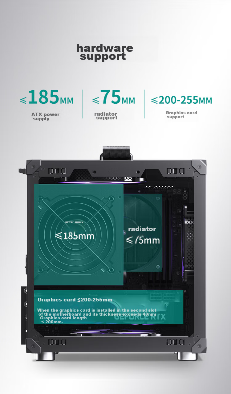 Корпус JONSBO C6 Handle Version Black MATX, черный, M-ATX, Mini-ITX, ATX блок питания, до 75 мм кулер, до 255 мм видеокарта