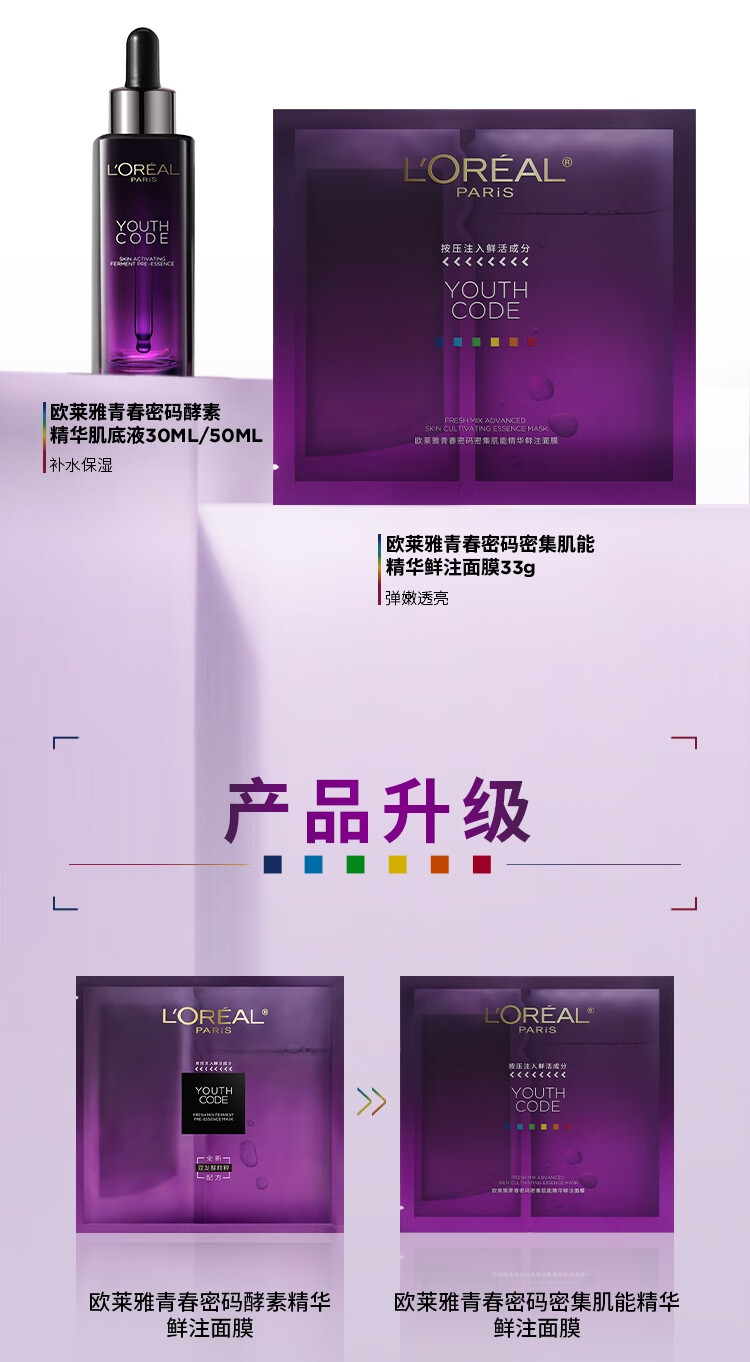 欧莱雅黑精华面膜5片*4 补水保湿紧致护肤品新年礼物(含附件共4件)