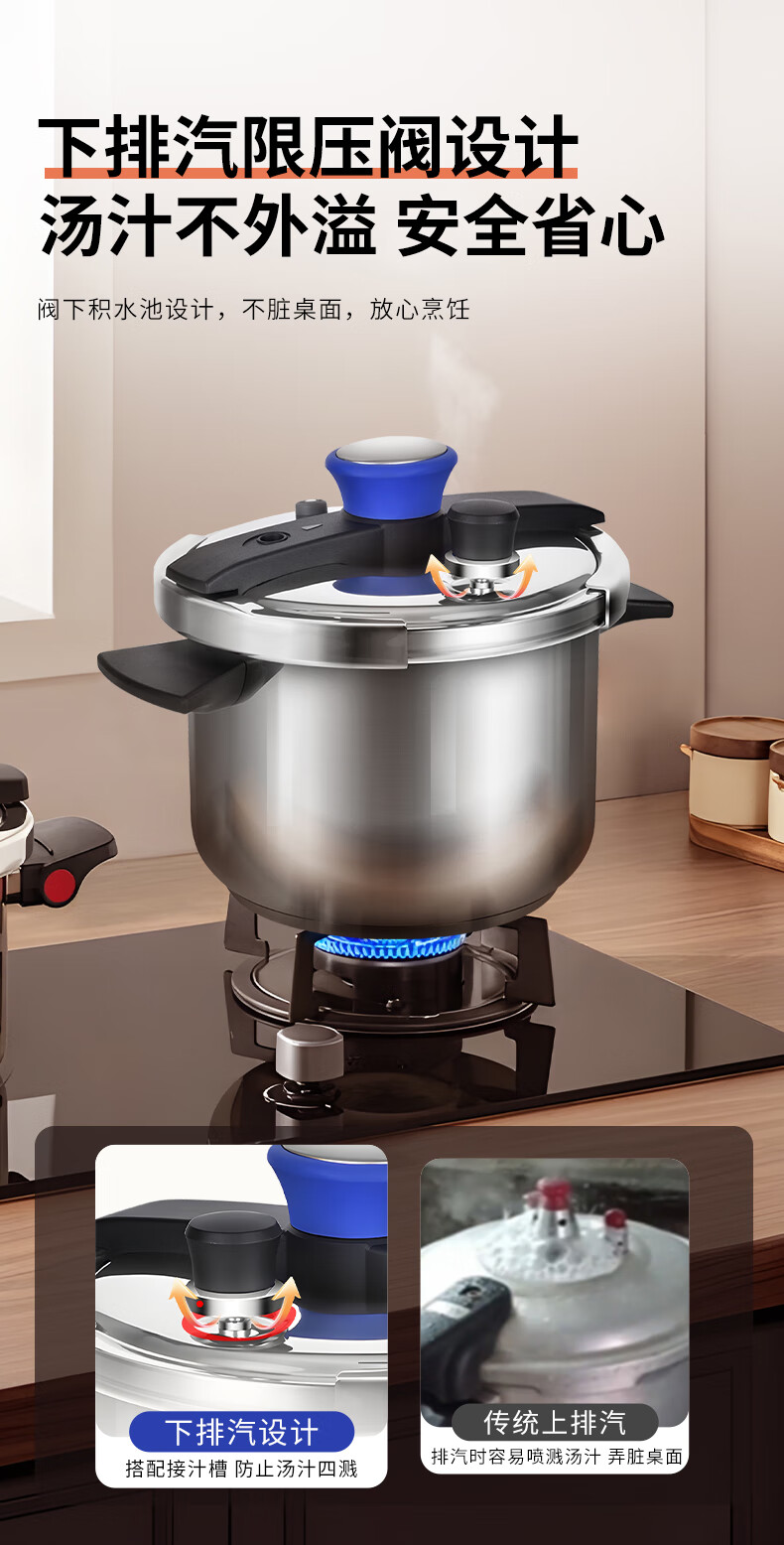 Скороварка DOUBLEHAPPINESS, 304 Нержавеющая сталь, 4 л, подходит для индукционных плит, взрывозащищенная, с одной рукой