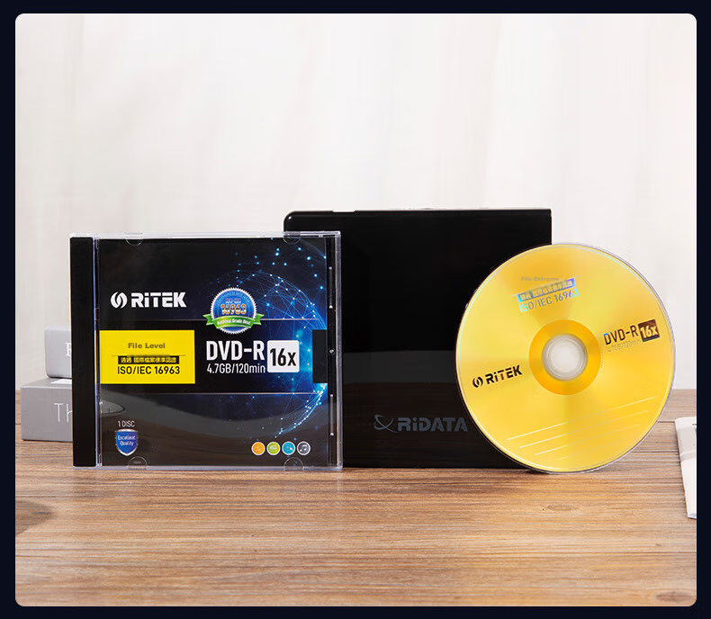 DVD-R RITEK 16X 4.7GB, 1 шт., для архивирования данных, сертификация ISO/IEC 16963