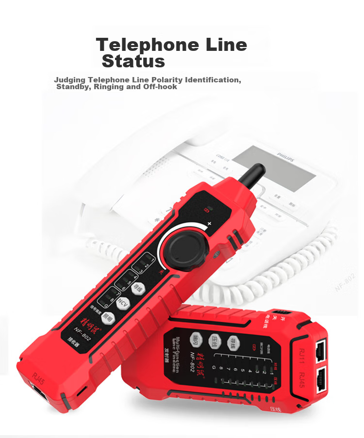 Сетевой кабельный тестер Jingmingshu NF-802, многофункциональный трассировщик телефонных и сетевых кабелей, цифровой искатель проводов, тестер PoE с защитой от помех