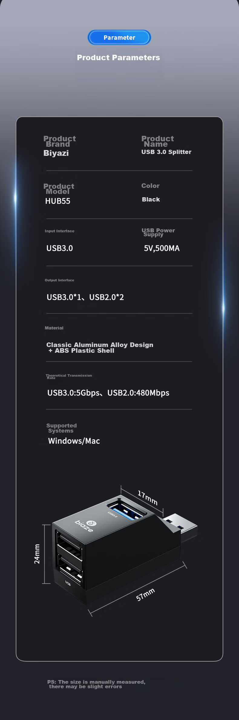 BIAZE USB 3.0 концентратор, многопортовый концентратор, кабель-удлинитель данных USB три в одном для ноутбука, адаптер расширения, расширитель внешнего диска