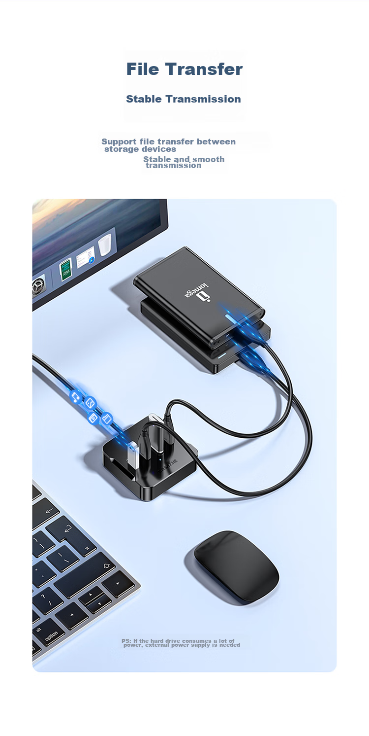 USB-хаб SAMZHE HUB02, 4 порта USB 3.0, высокоскоростной, черный, 1.5 метра